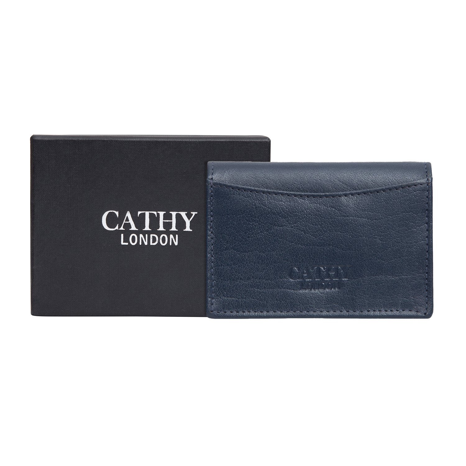 Blue Colour Bi-Fold Italian Leather Card Holder/Slim Wallet (Holds Upto 10 Cards + 1 ID Slot) Cathy London 