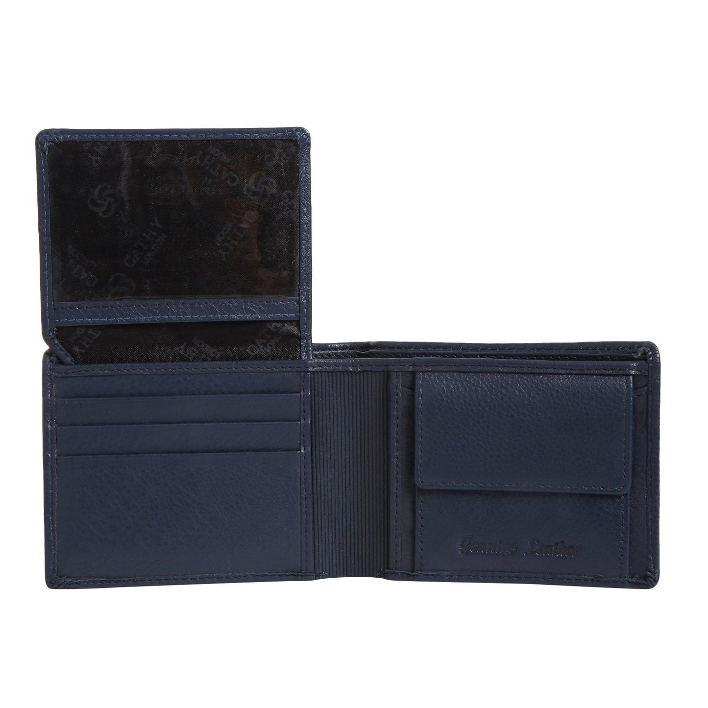 Blue Colour Bi-Fold Italian Leather Slim Wallet (8 Card Slot + 2 Hidden Compartment + 1 ID Slot + Coin Pocket + Cash Compartment) Cathy London 