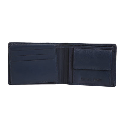 Blue Colour Bi-Fold Italian Leather Slim Wallet (8 Card Slot + 2 Hidden Compartment + 1 ID Slot + Coin Pocket + Cash Compartment) Cathy London 