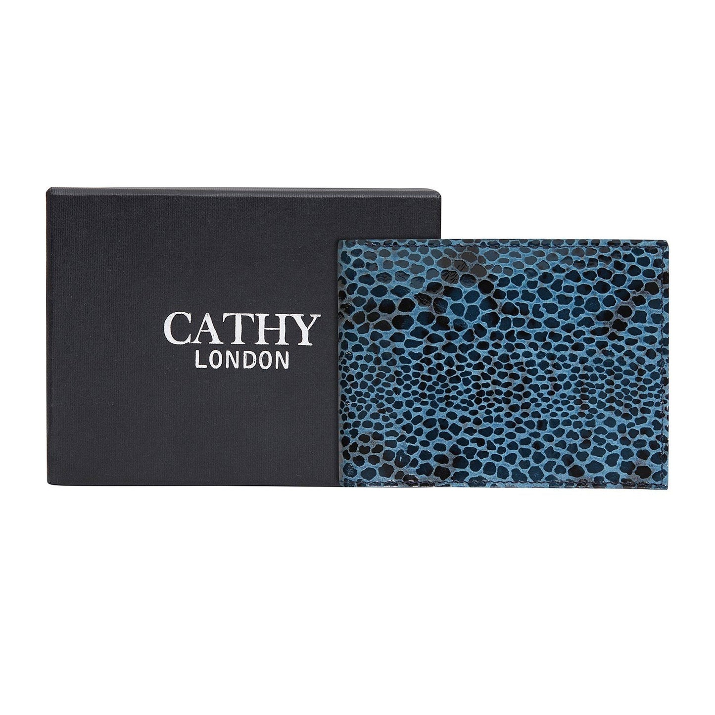 Blue Colour Bi-Fold Italian Leather Slim Wallet ( 8 Card Slot + 2 ID Slot + 2 Hidden Compartment + Cash Compartment) Cathy London 