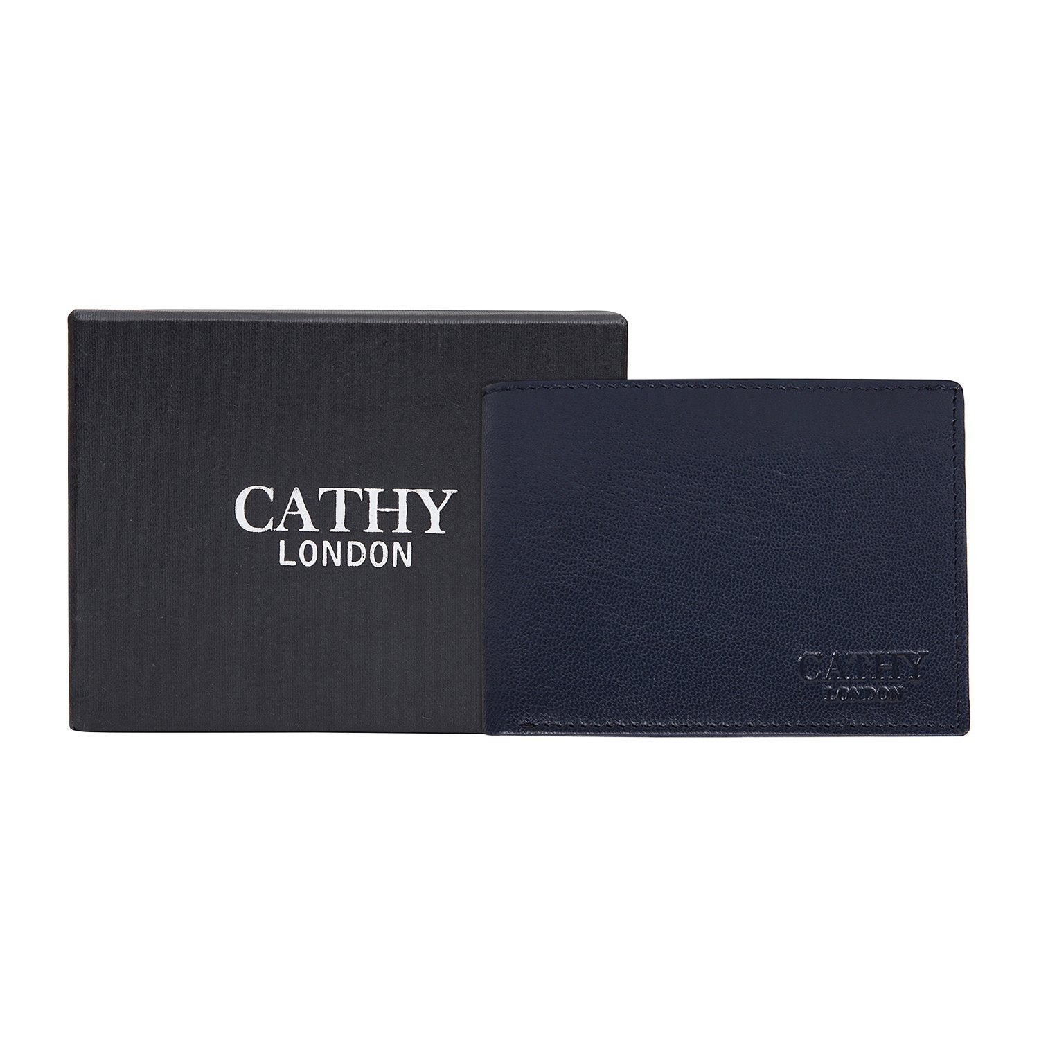 Blue Colour Bi-Fold Italian Leather Slim Wallet ( 8 Card Slot + 2 ID Slot + 2 Hidden Compartment + Cash Compartment) Cathy London 