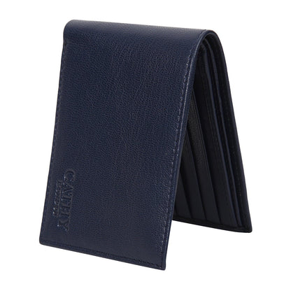 Blue Colour Bi-Fold Italian Leather Slim Wallet ( 8 Card Slot + 2 ID Slot + 2 Hidden Compartment + Cash Compartment) Cathy London 