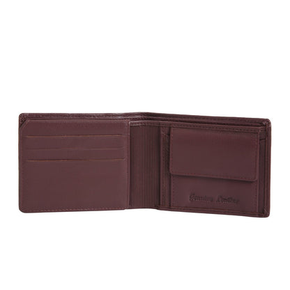 Brown Colour Bi-Fold Italian Leather Slim Wallet (8 Card Slot + 2 Hidden Compartment + 1 ID Slot + Coin Pocket + Cash Compartment) Cathy London 