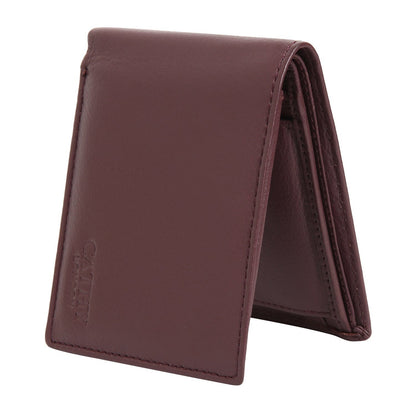 Brown Colour Bi-Fold Italian Leather Slim Wallet (8 Card Slot + 2 Hidden Compartment + 1 ID Slot + Coin Pocket + Cash Compartment) Cathy London 