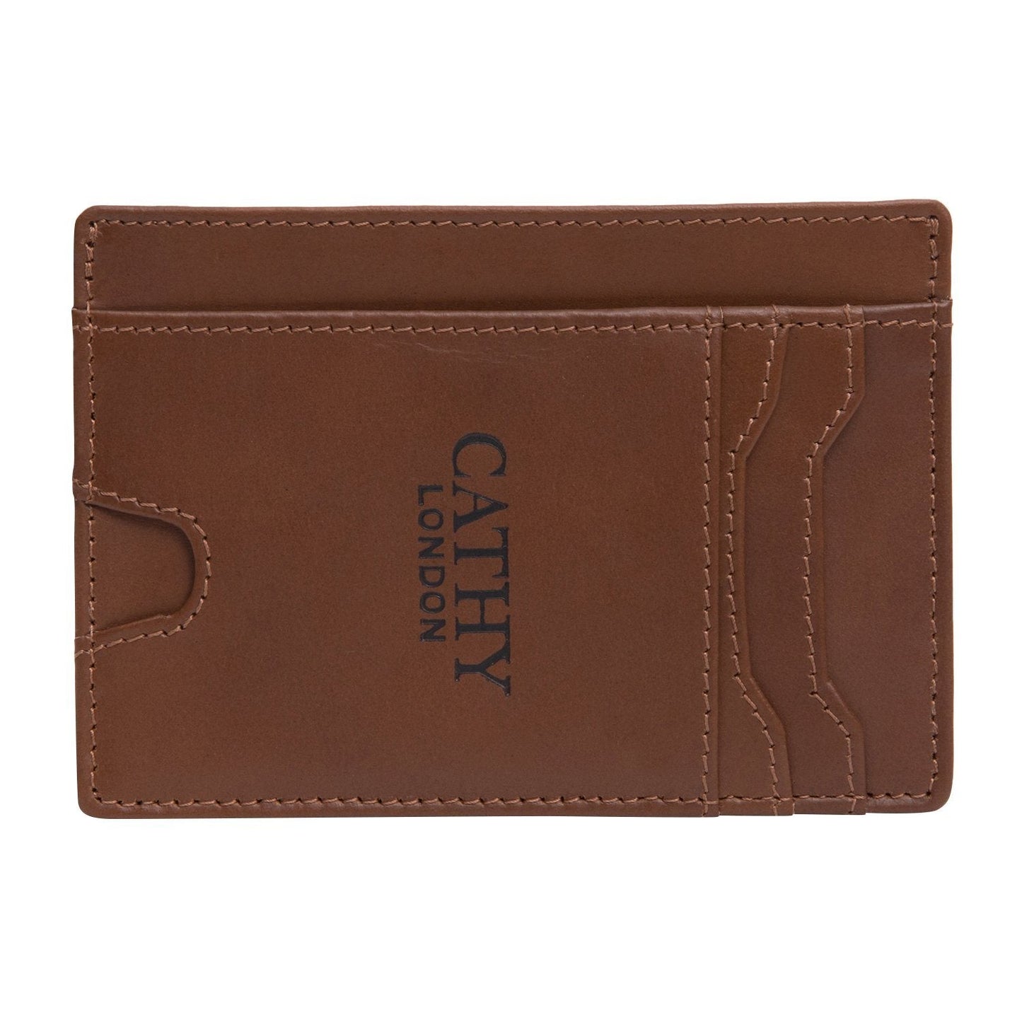 Brown Colour Italian Leather Card Holder/Slim Wallet (5 Card Slot + 1 ID Slot + Cash Compartment) Cathy London 