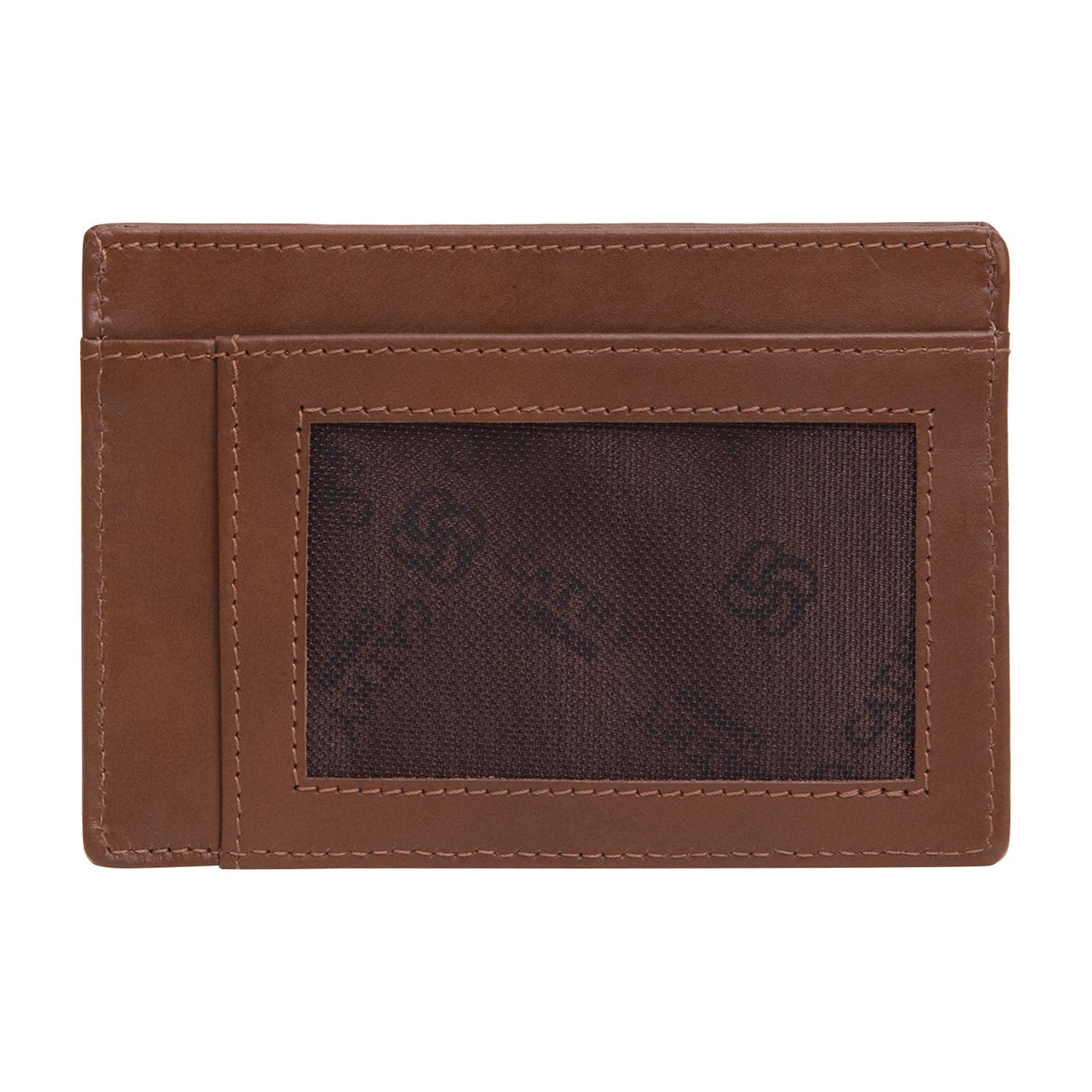 Brown Colour Italian Leather Card Holder/Slim Wallet (5 Card Slot + 1 ID Slot + Cash Compartment) Cathy London 