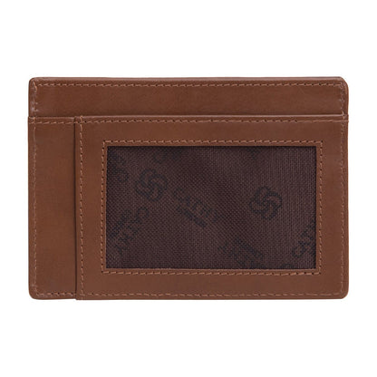 Brown Colour Italian Leather Card Holder/Slim Wallet (5 Card Slot + 1 ID Slot + Cash Compartment) Cathy London 