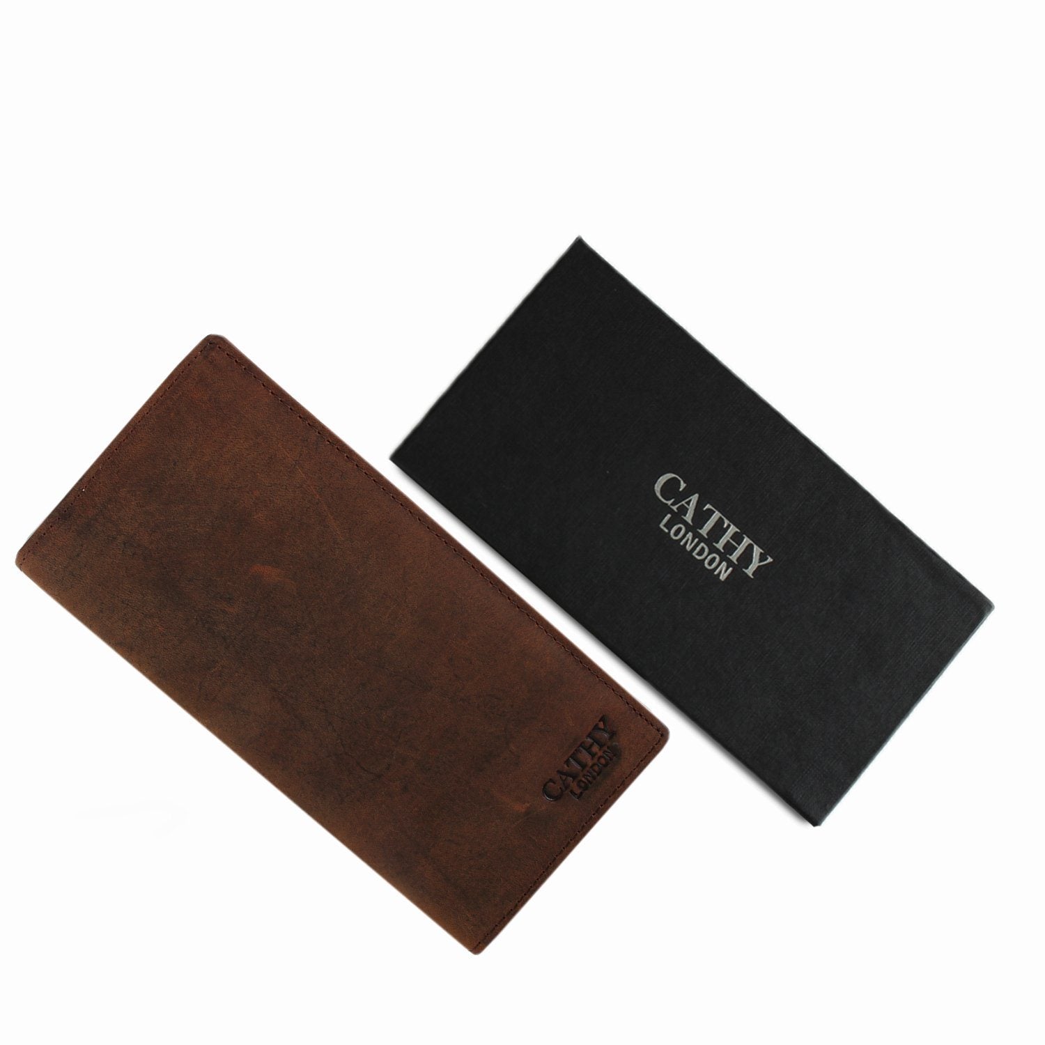 Brown Colour Italian Leather Long Wallet/Card Holder for Men & Woman (12 Card Slot + 1 ID Slot + Cash Compartment) Cathy London 