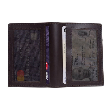 Coffee Colour Bi-Fold Italian Leather Card Holder/Slim Wallet (6 Card Slot + 2 ID Slot + Cash Compartment) Cathy London 