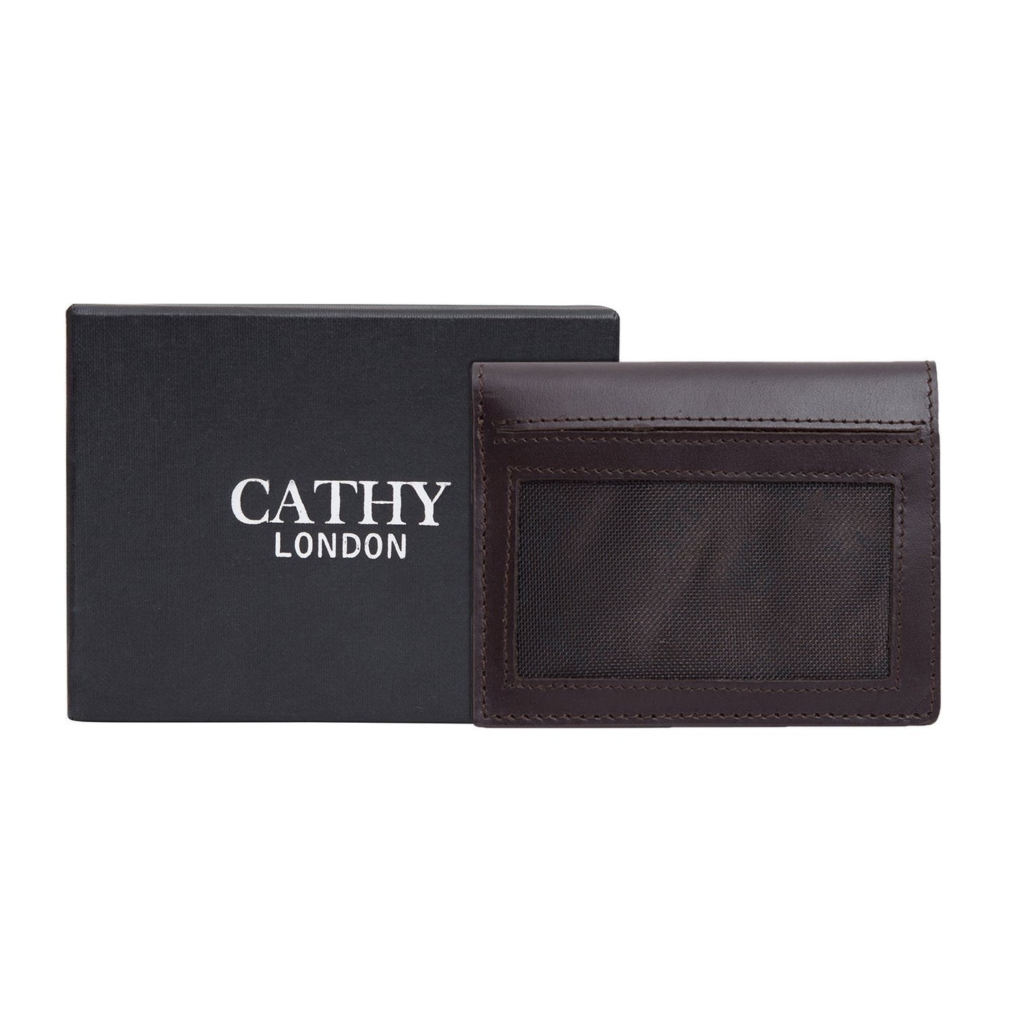 Coffee Colour Bi-Fold Italian Leather Card Holder/Slim Wallet (6 Card Slot + 2 ID Slot + Cash Compartment) Cathy London 