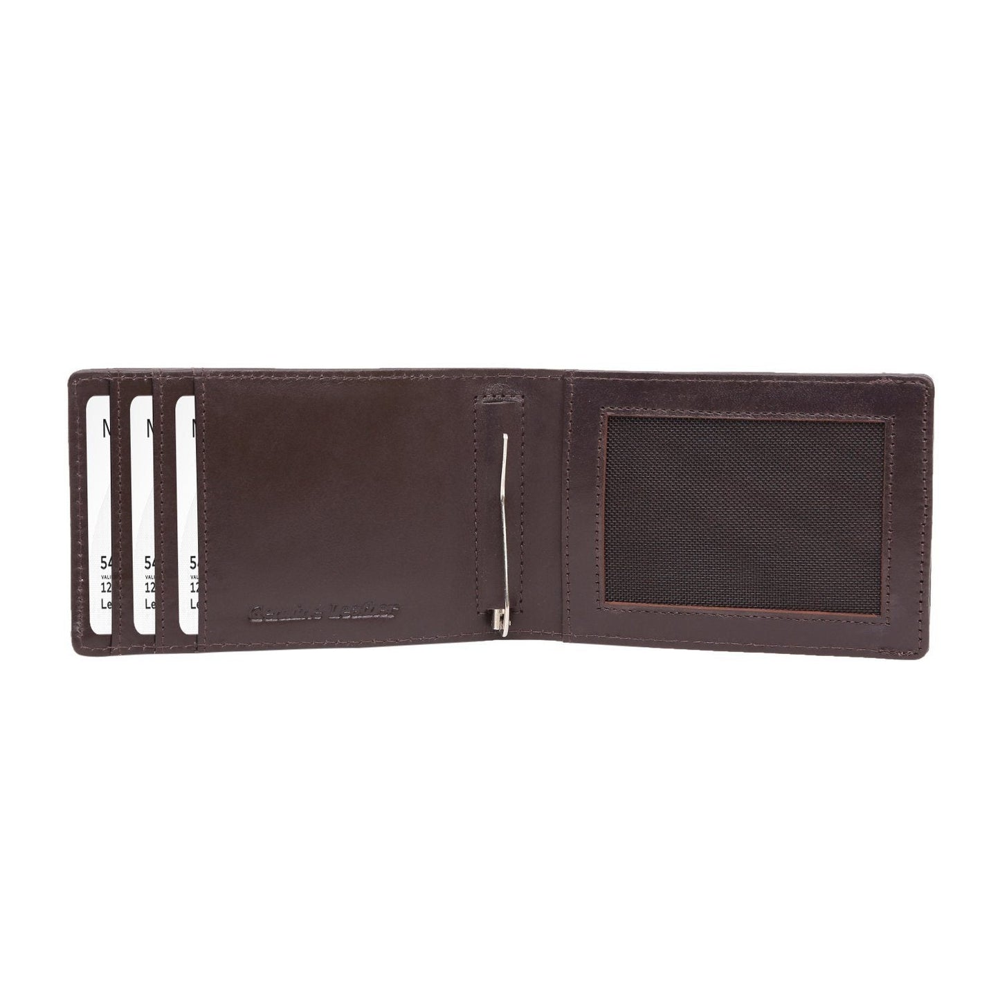 Coffee Colour Bi-Fold Italian Leather Money Clip Card Holder/Slim Wallet (8 Card Slot +ID Slot +Money Clip) Cathy London 