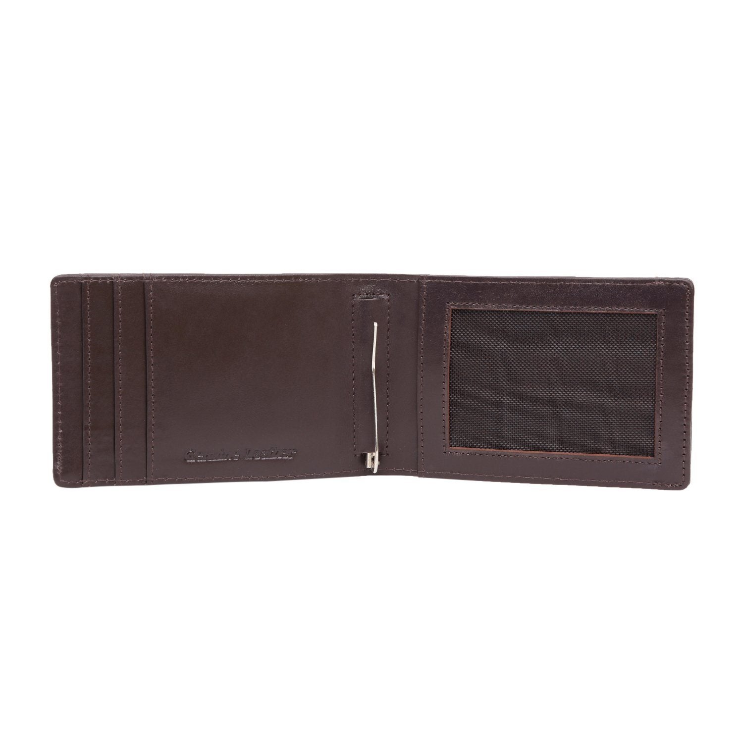 Coffee Colour Bi-Fold Italian Leather Money Clip Card Holder/Slim Wallet (8 Card Slot +ID Slot +Money Clip) Cathy London 