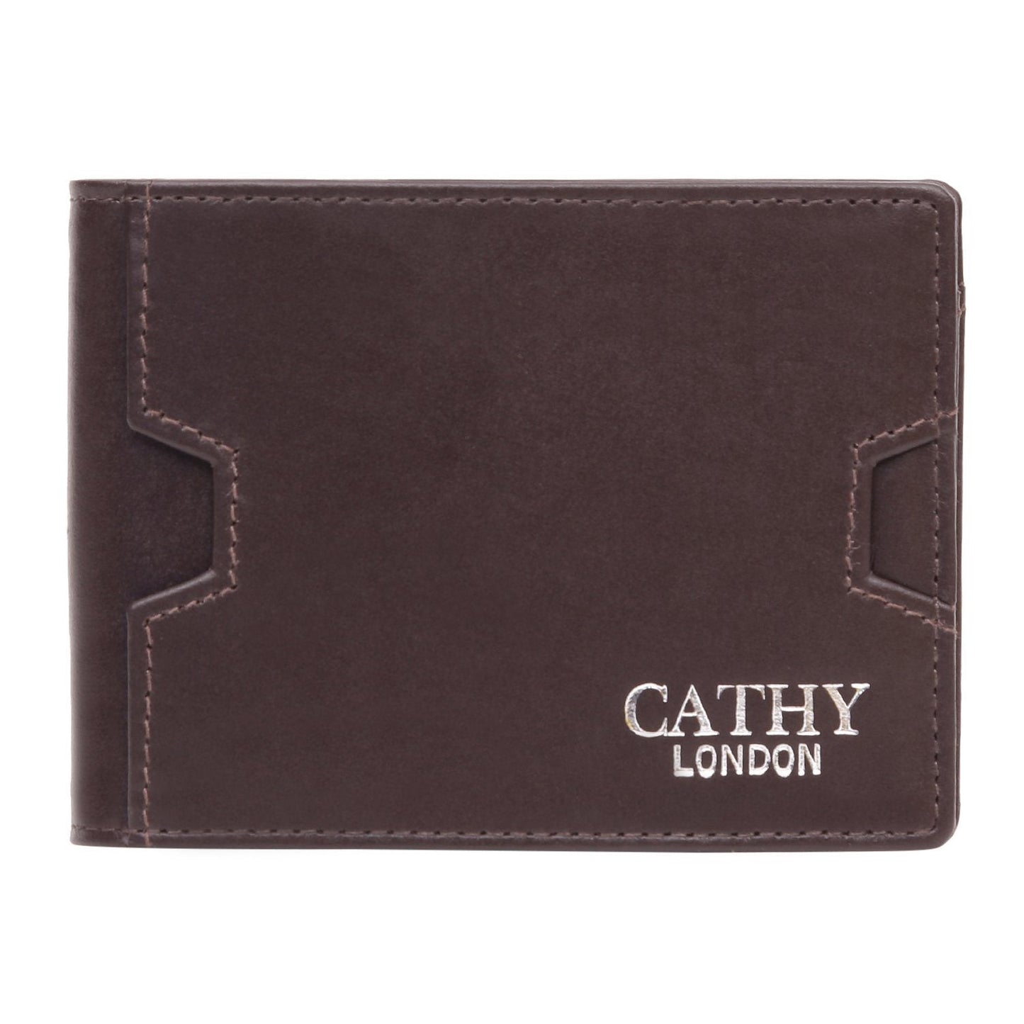 Coffee Colour Bi-Fold Italian Leather Money Clip Card Holder/Slim Wallet (9 Card Slot + Money Clip + Coin Pocket) Cathy London 