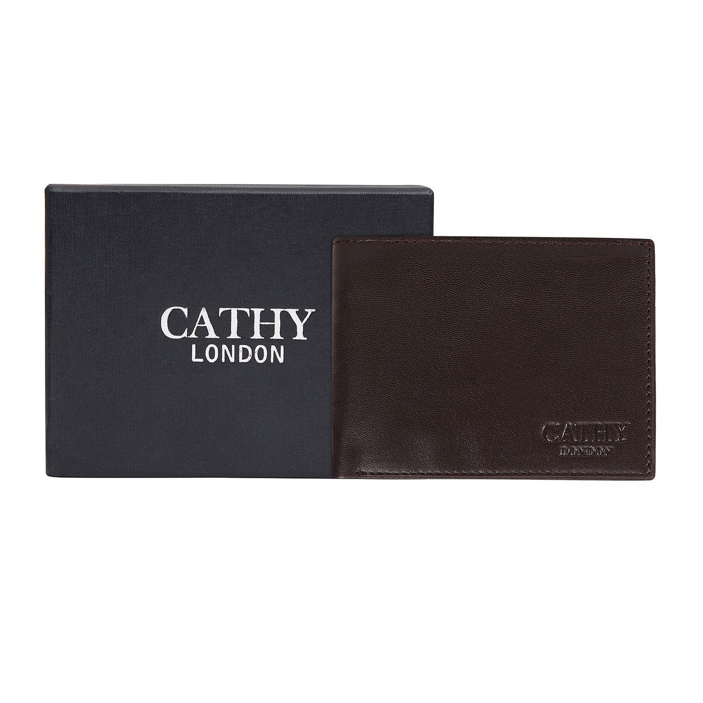 Coffee Colour Bi-Fold Italian Leather Slim Wallet ( 8 Card Slot + 2 ID Slot + 2 Hidden Compartment + Cash Compartment) Cathy London 