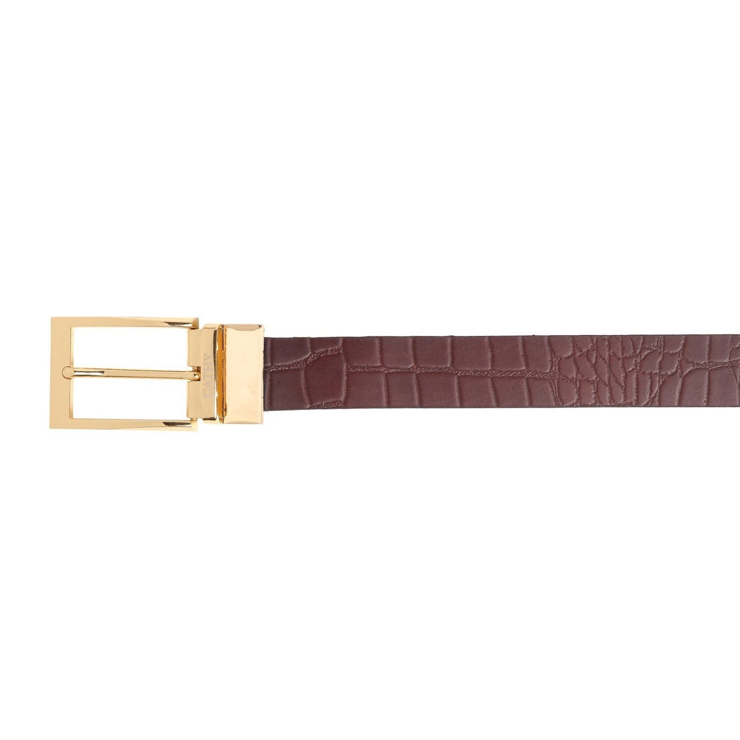 Men's Classic Dress Cherry Colour Belt Top Grain Italian Leather with Golden Metal Buckle Cathy-London 