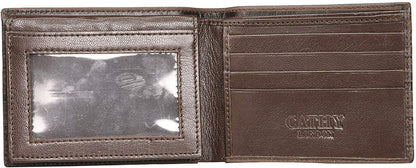 Brown Colour Bi-Fold Italian Leather Slim Wallet ( 8 Card Slot + 2 Hidden Compartment )