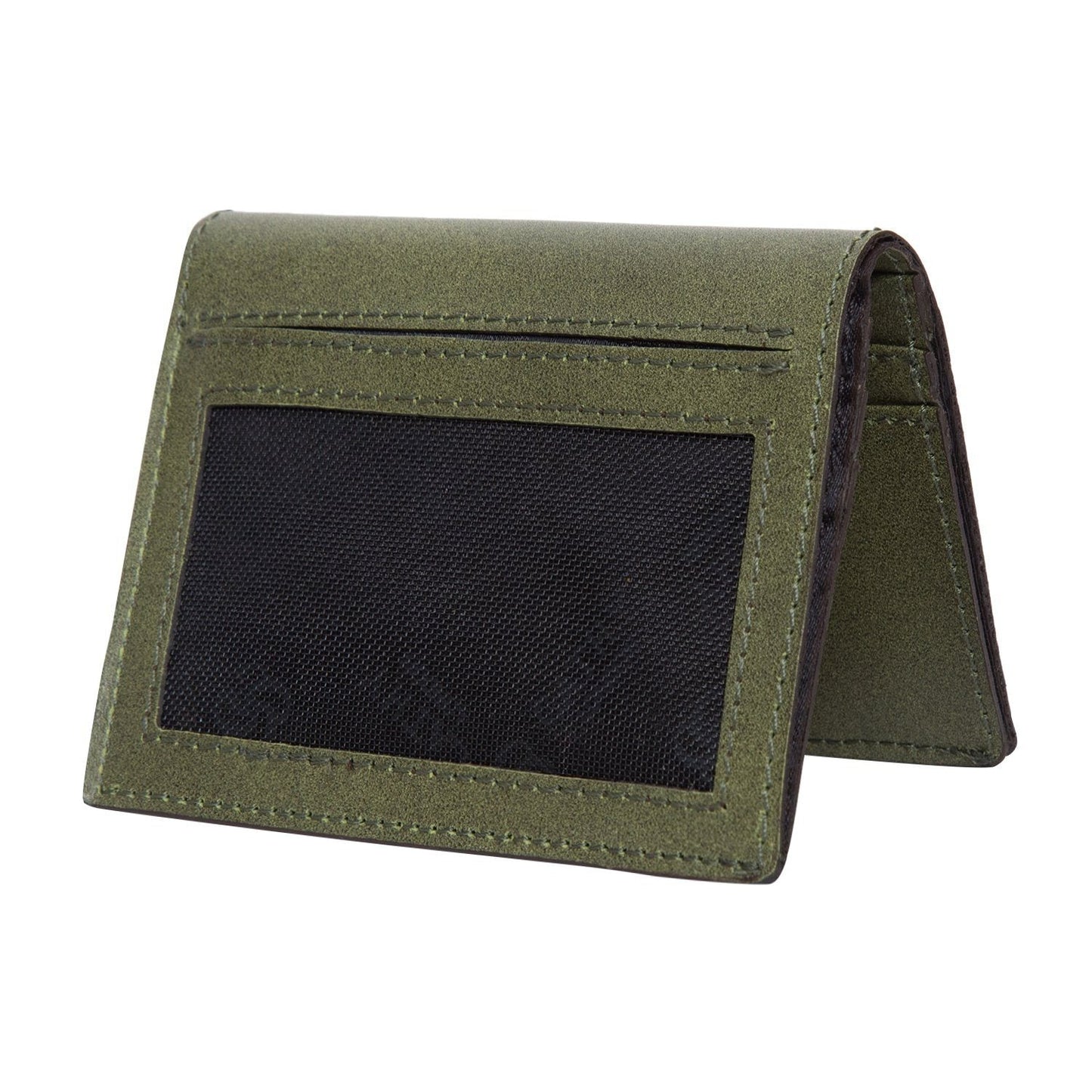 Olive Colour Bi-Fold Italian Leather Slim Wallet/Card Holder (6 Card Slot + 2 ID Slot + Cash Compartment) Cathy London 