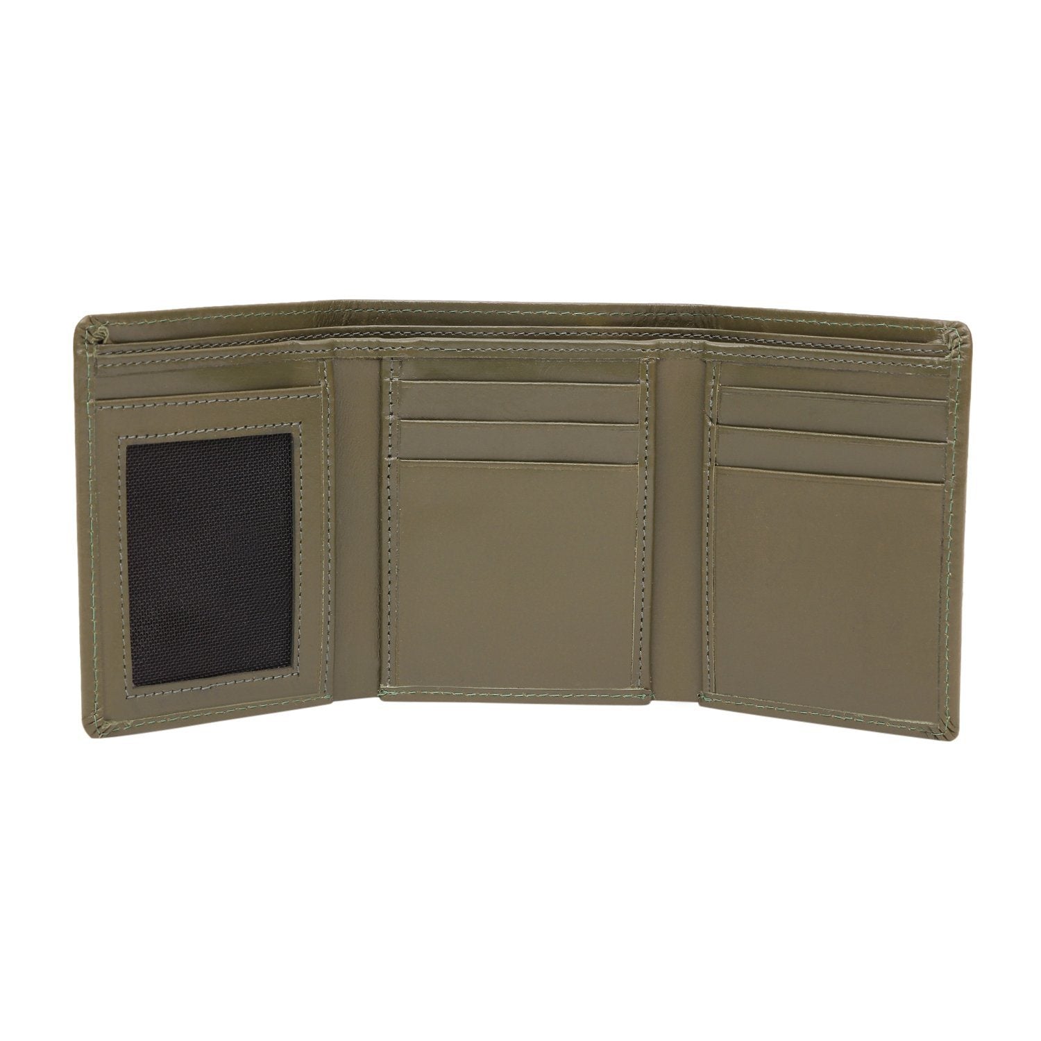 Olive Colour Tri-Fold Italian Leather Slim Wallet (6 Card Slot +2 Hidden Compartment + 1 ID Slot + Cash Compartment) Cathy London 