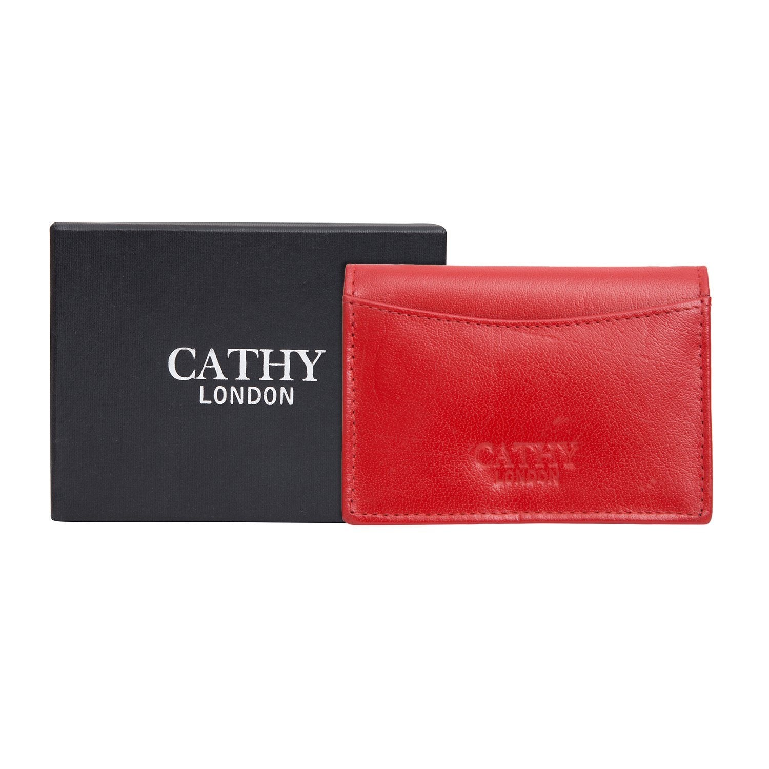 Red Colour Bi-Fold Italian Leather Card Holder/Slim Wallet (Holds Upto 10 Cards + 1 ID Slot) Cathy London 