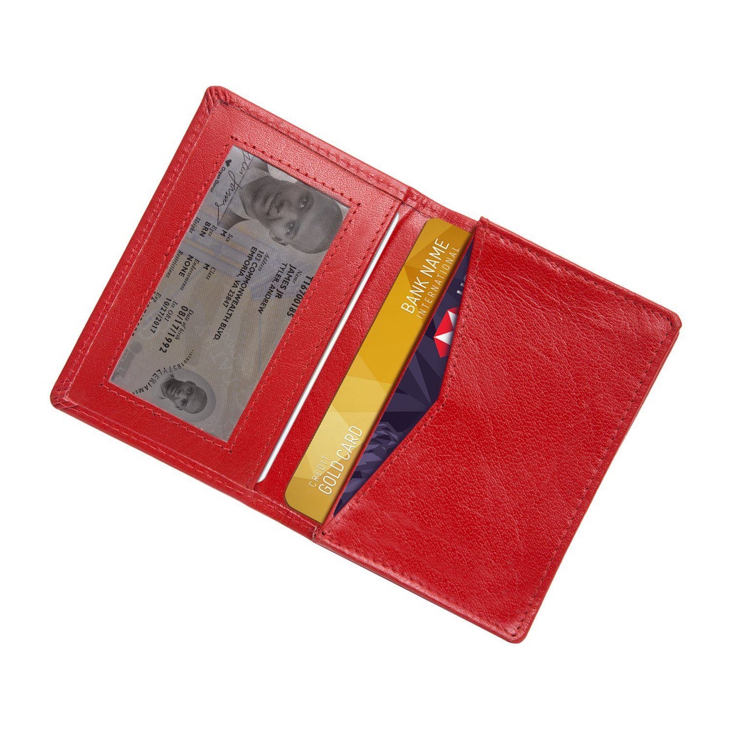 Red Colour Bi-Fold Italian Leather Card Holder/Slim Wallet (Holds Upto 10 Cards + 1 ID Slot) Cathy London 