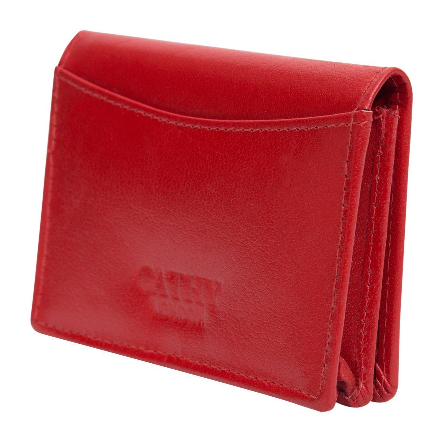 Red Colour Bi-Fold Italian Leather Card Holder/Slim Wallet (Holds Upto 10 Cards + 1 ID Slot) Cathy London 