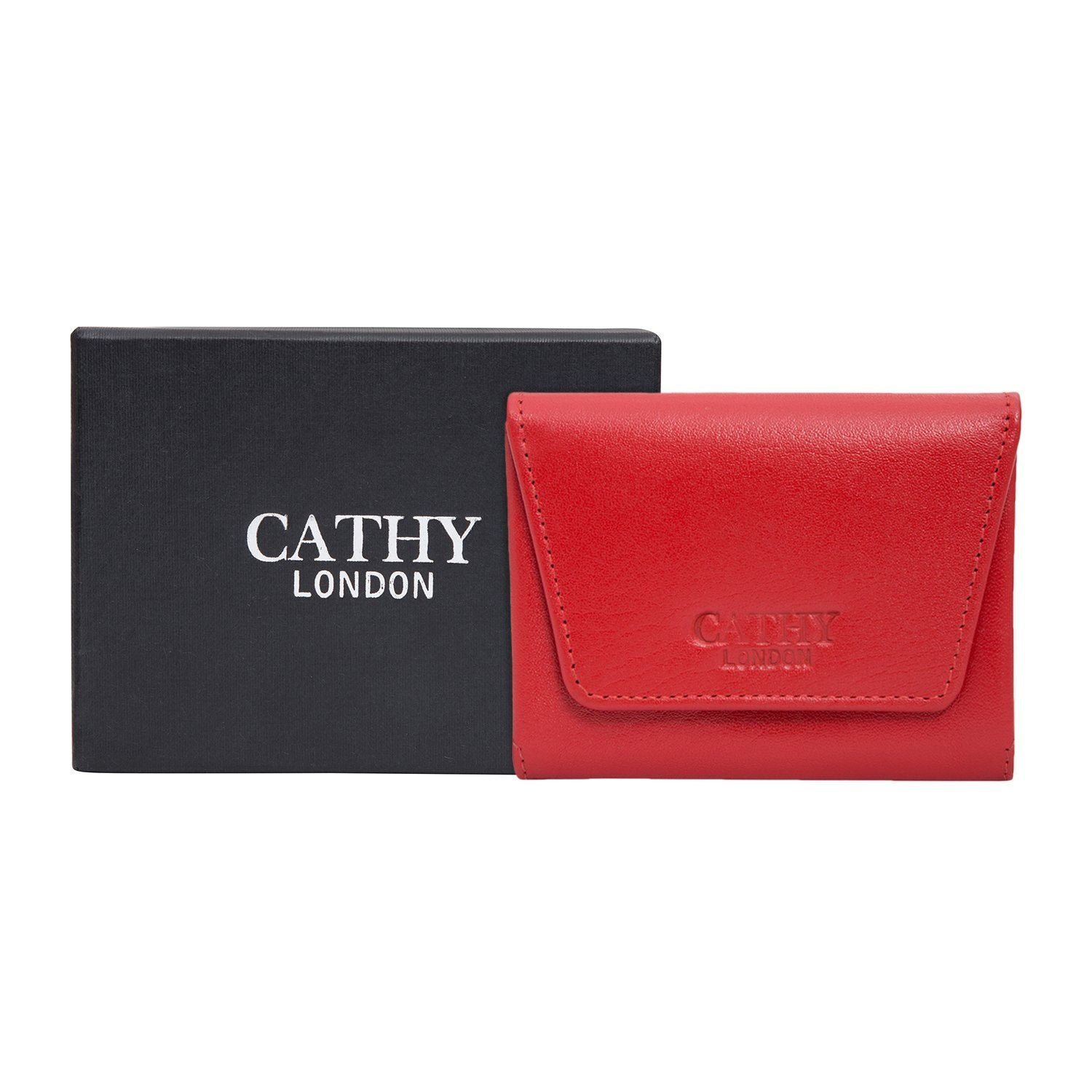 Red Colour Italian Leather Card Holder/Slim Wallet (Holds Upto 16 Cards) Cathy London 