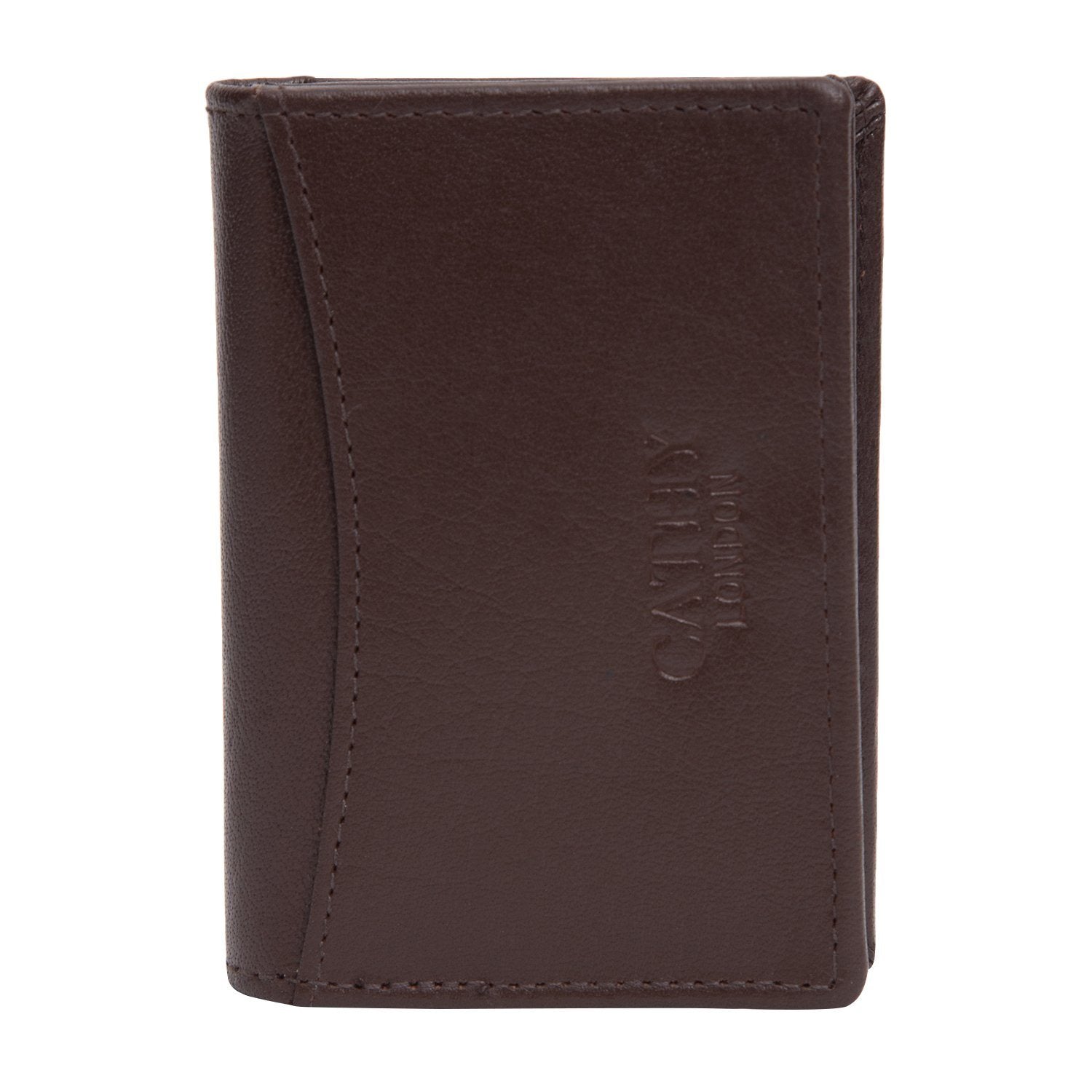 Tan Colour Bi-Fold Italian Leather Card Holder/Slim Wallet (Holds Upto 10 Cards + 1 ID Slot) Cathy London 