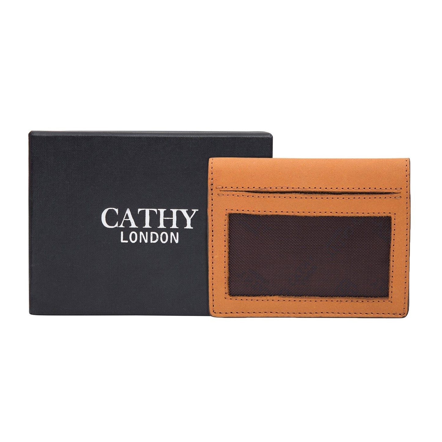 Tan Colour Bi-Fold Italian Leather Slim Wallet/Card Holder (6 Card Slot + 2 ID Slot + Cash Compartment) Cathy London 