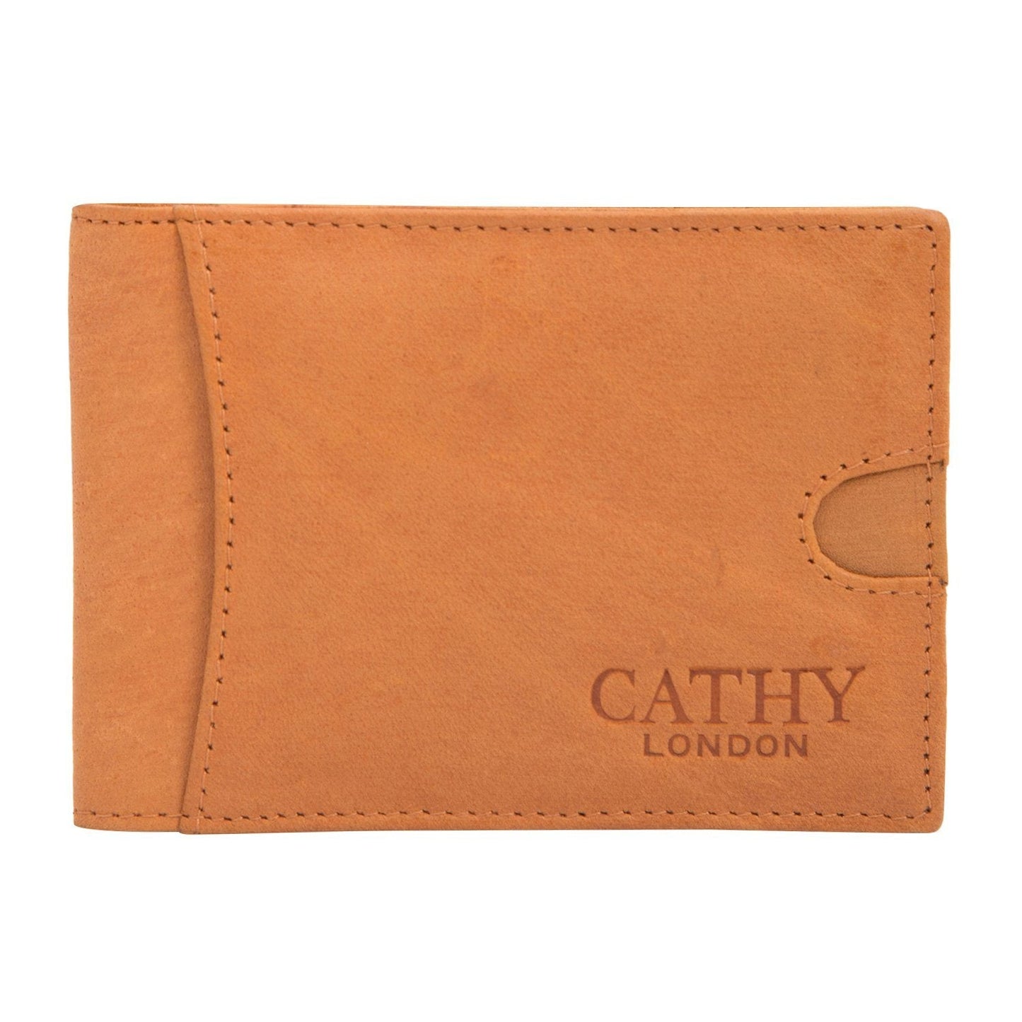 Tan Colour Italian Leather Money Clip/Slim Wallet (6 Card Slot + Money Clip) Cathy London 