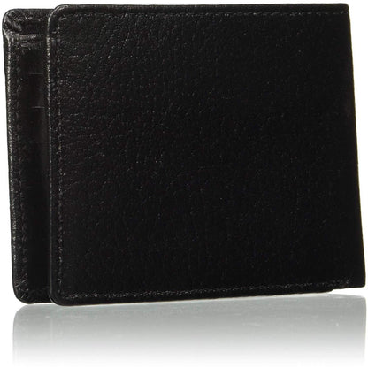 Black Colour Bi-Fold Italian Leather Slim Wallet ( 3 Card Slot + Coin Pocket + Cash Compartment )