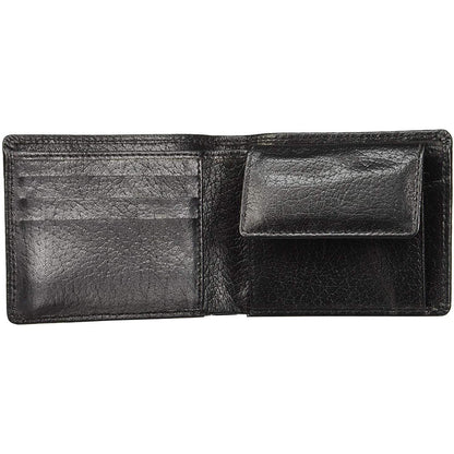 Black Colour Bi-Fold Italian Leather Slim Wallet ( 3 Card Slot + Coin Pocket + Cash Compartment )